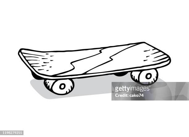 skateboard hand drawn illustration - skateboard stock illustrations