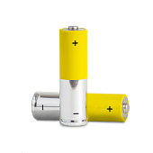Two AA batteries on a white background. Isolated