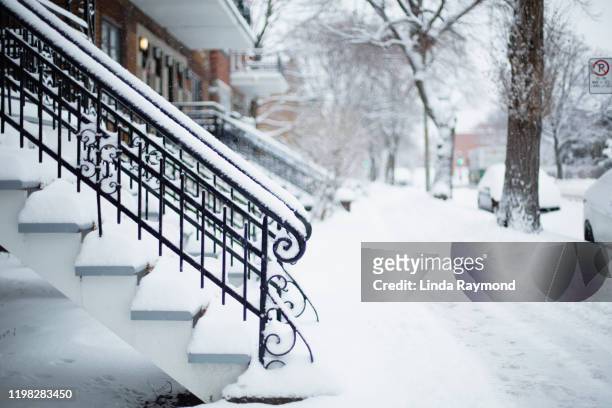 staircases after snowstorm - montreal city stockfoto's en -beelden