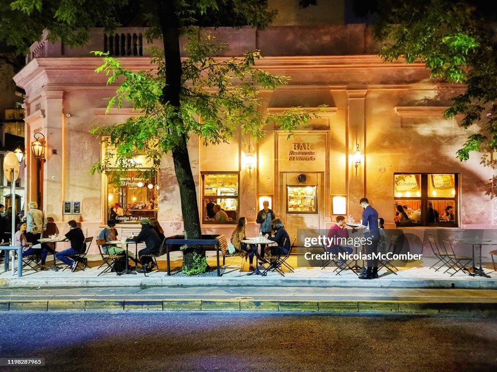 Buenos Aires Palermo nightlife food service street scene in Springtime