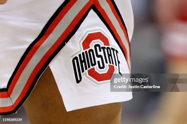 The Ohio State Buckeyes logo on the shorts of Duane Washington Jr. #4 of the Ohio State Buckeyes in the game against the Wisconsin Badgers at Value...