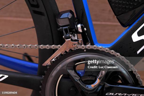 Remco Evenepoel of Belgium and Deceuninck - Quick-Step Team / Specialized Bike / front derailleur / Detail view / during the Team...