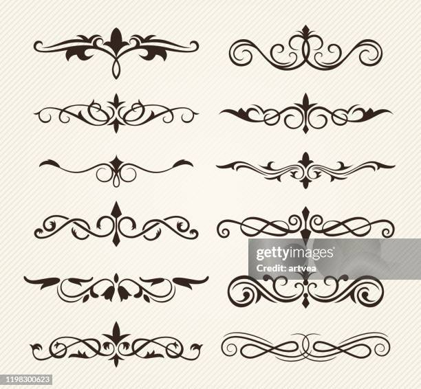 stockillustraties, clipart, cartoons en iconen met decoratieve sierlijke elementen - filigree