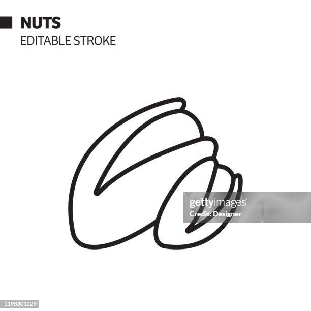nuts line icon, outline vector symbol illustration. pixel perfect, editable stroke. - cashew stock illustrations