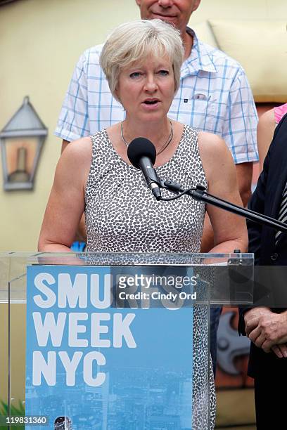 Veronique Culliford attends the New York Smurf Week kick off ceremony at Smurfs Village at Merchant's Gate, Central Park on July 25, 2011 in New York...