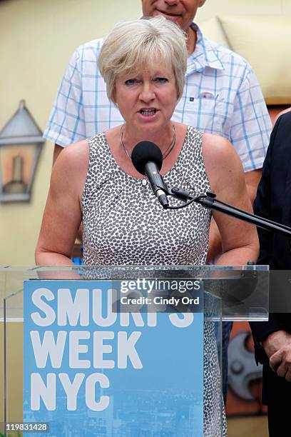 Veronique Culliford attends the New York Smurf Week kick off ceremony at Smurfs Village at Merchant's Gate, Central Park on July 25, 2011 in New York...