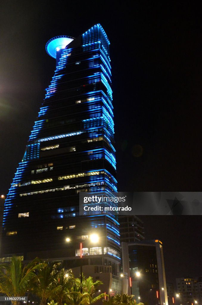 The Headquarters Business Park skyscraper seen from Corniche Road, Jeddah, Mecca Region, Saudi Arabia