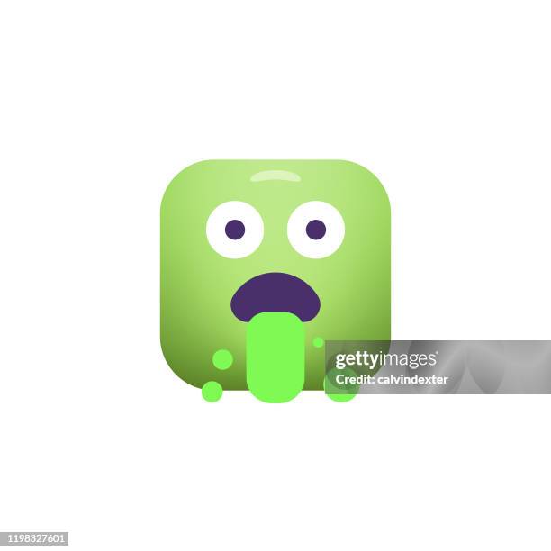emoticon design cube shape color gradient - nausea stock illustrations