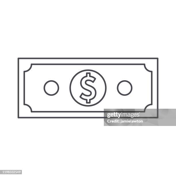 us-dollar-dollar-bill-umriss isoliert auf weißem hintergrund - us dollar geldschein stock-grafiken, -clipart, -cartoons und -symbole