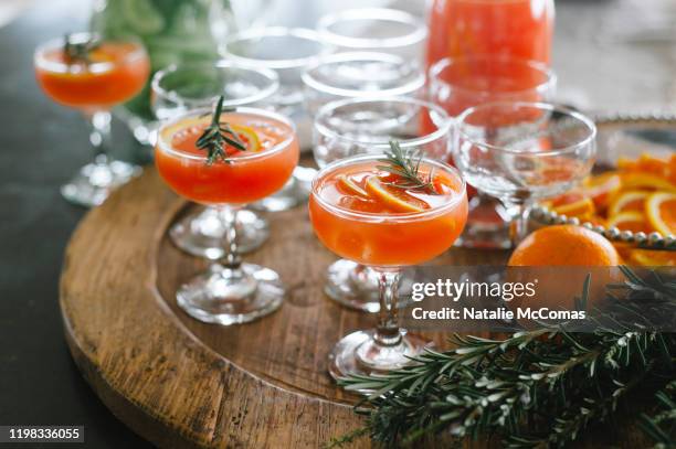 orange gin and tonic cocktails with rosemary - ウォッカ ストックフォトと画像