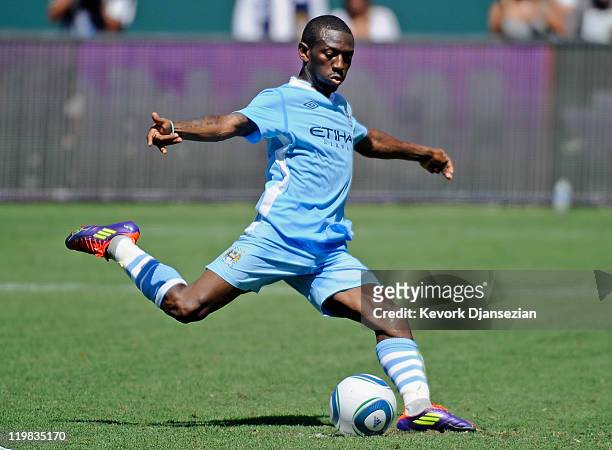 Shaun Wright-Phillips of Manchester City against Los Angeles Galaxy during the Herbalife World Football Challenge 2011 at the Home Depot Center on...