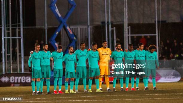 Players of Real Madrid line up during the Copa del Rey round of 32 match between Unionistas CF and Real Madrid CF at stadium of Las Pistas on January...