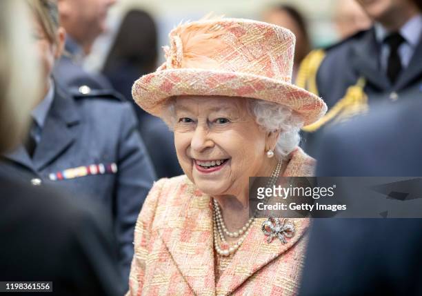Queen Elizabeth II meets personnel at RAF Marham where she inspected the new integrated training centre that trains personnel on the maintenance of...