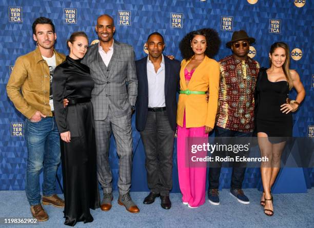 Actors Jay Hayden, Danielle Savre, Boris Kodjoe, Jason George, Barrett Doss, Okieriete Onaodowan, and Jaina Lee Ortiz attend the ABC Television's...