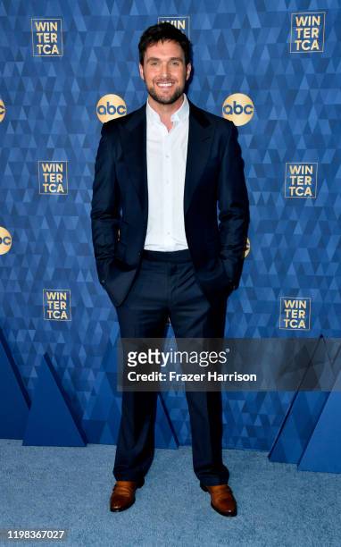 Owain Yeoman, attends ABC Television's Winter Press Tour 2020 at The Langham Huntington, Pasadena on January 08, 2020 in Pasadena, California.