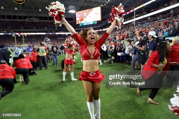 Super Bowl LIV: Kansas City Chiefs cheerleader on field during game vs San Francisco 49ers at Hard Rock Stadium. Miami Gardens, FL 2/2/2020 CREDIT:...