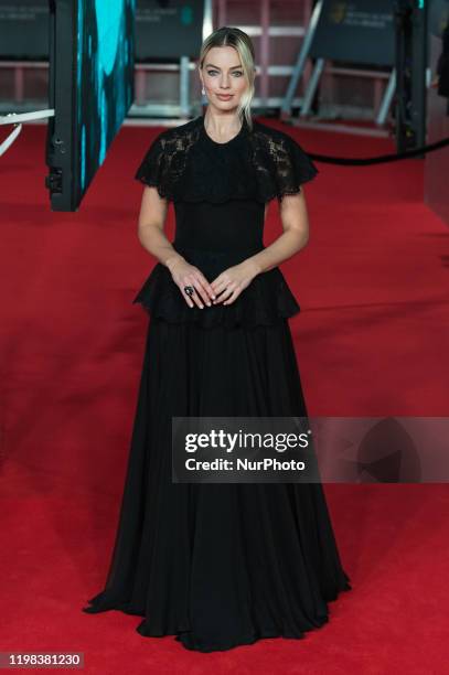 Margot Robbie attends the EE British Academy Film Awards ceremony at the Royal Albert Hall on 02 February, 2020 in London, England.