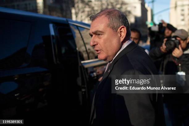 Lev Parnas exits the federal court after a hearing on February 3, 2020 in New York City. Parnas has plead not-guilty after he was indicted on federal...