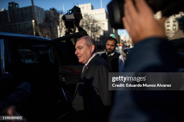 Lev Parnas exits the federal court after a hearing on February 3, 2020 in New York City. Parnas has plead not-guilty after he was indicted on federal...