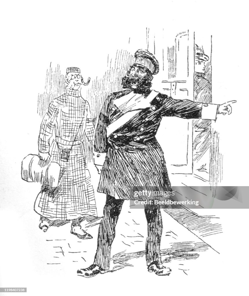 Train Conductor shouting and pointing