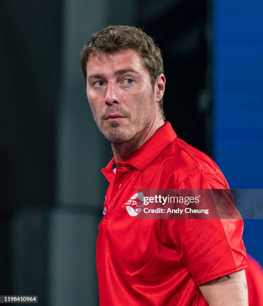 Marat Safin Team Captain of Russia looks on during the quarter final singles match between Karen Khachanov of Russia and Guido Pella of Argentina...
