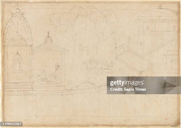 Indrajit Makes Offerings, ca. 1725, India , Ink on paper, 24 1/2 x 32 5/8 in. , Paintings, Attributed to Manaku , This preparatory drawing was for a...