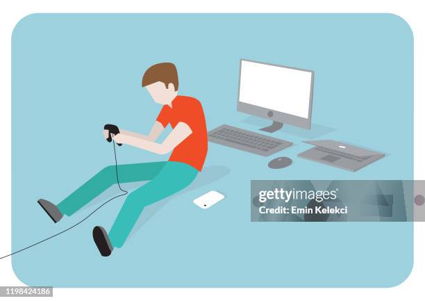 abandoned devices - it guy cables stock illustrations