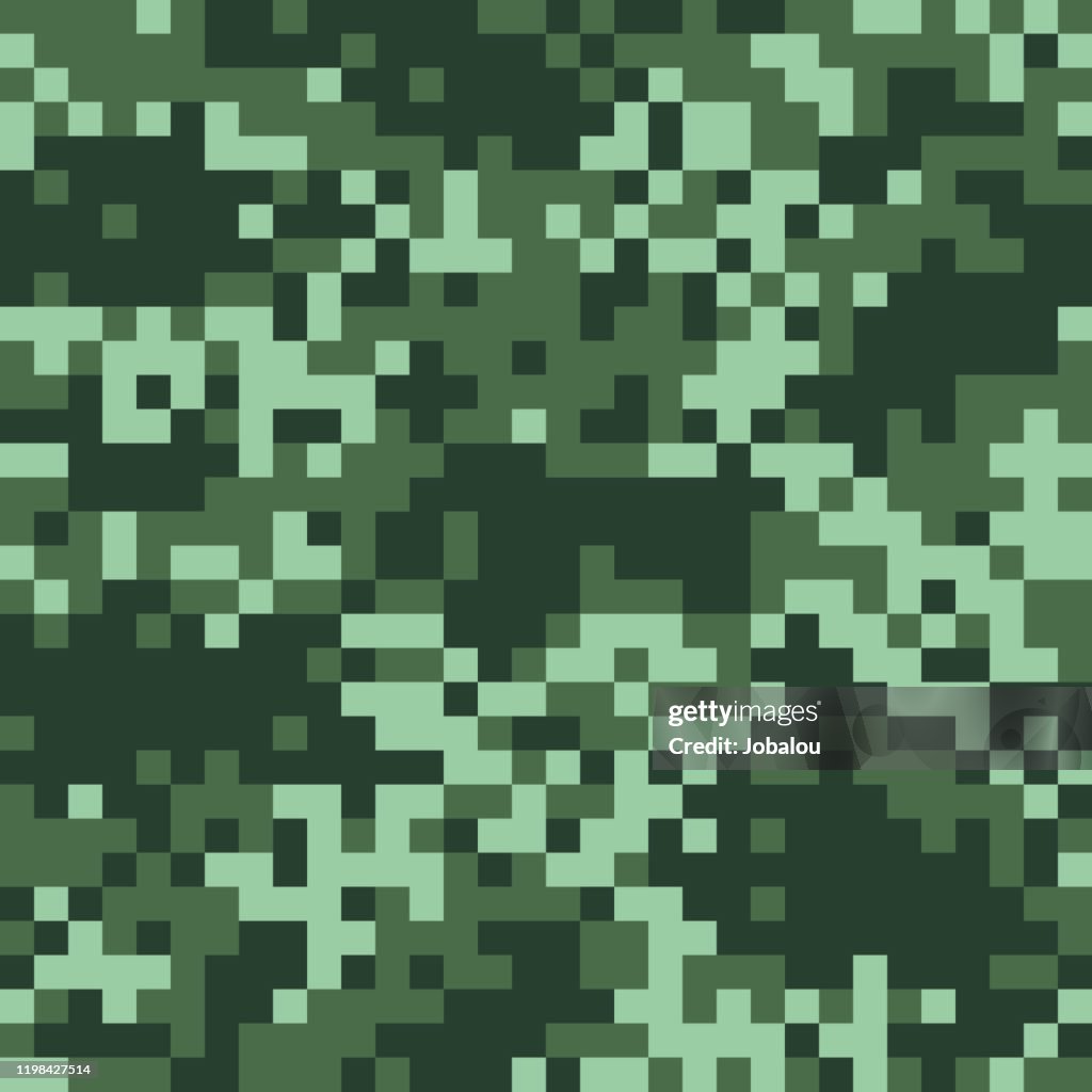 Green camouflage seamless pattern. Vector camo military background