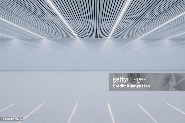 empty modern interior background - garage doors stock pictures, royalty-free photos & images