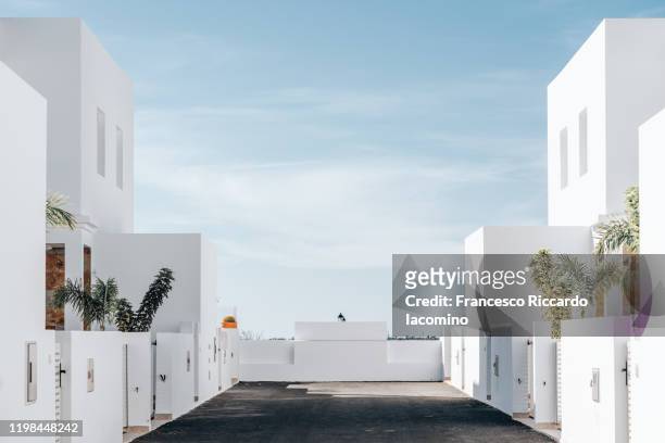 modern minimalism architecture, buildings details with blue sky. - building symmetry stock pictures, royalty-free photos & images