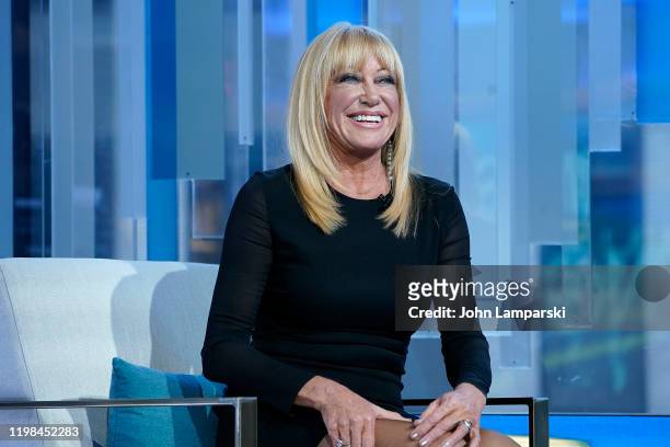 Fox anchor Maria Bartiromo interviews Suzanne Somers during' "Mornings With Maria" at Fox Business Network Studios on January 09, 2020 in New York...