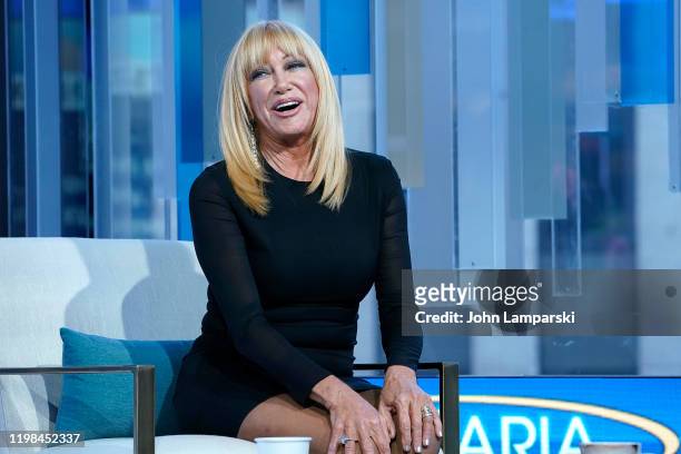 Fox anchor Maria Bartiromo interviews Suzanne Somers during' "Mornings With Maria" at Fox Business Network Studios on January 09, 2020 in New York...