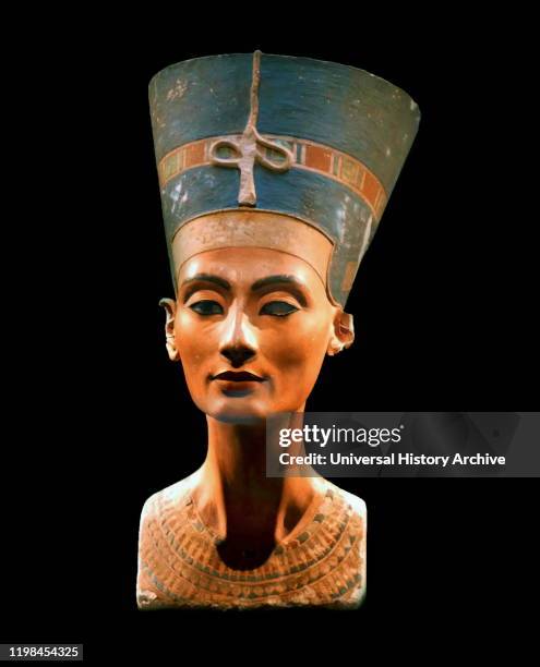 Bust of Nefertiti from the Agyptisches Museum Berlin collection, presently in the Neues Museum. Neferneferuaten Nefertiti , Egyptian queen and the...