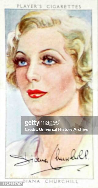 Player's Cigarettes card depicting Diana Churchill. Diana Josephine Churchill an English actress.