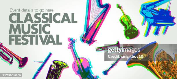 classical musical instrument icons - string quartet stock illustrations
