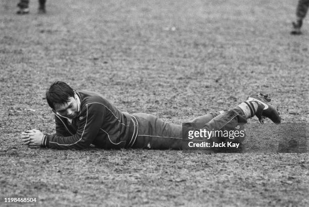English rugby union player Rory Underwood training with the England national rugby union team, UK, 16th March 1985.