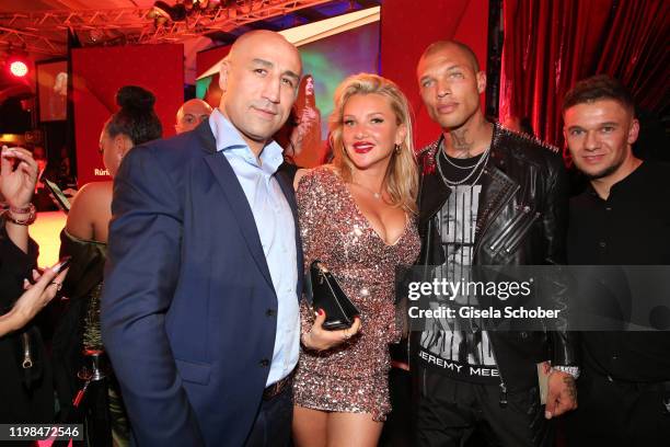 Arthur Abraham, Evelyn Burdecki, Model Jeremy Meeks and footballer David Lauretta during the Lambertz Monday Night 2020 "Wild Chocolate Party" on...