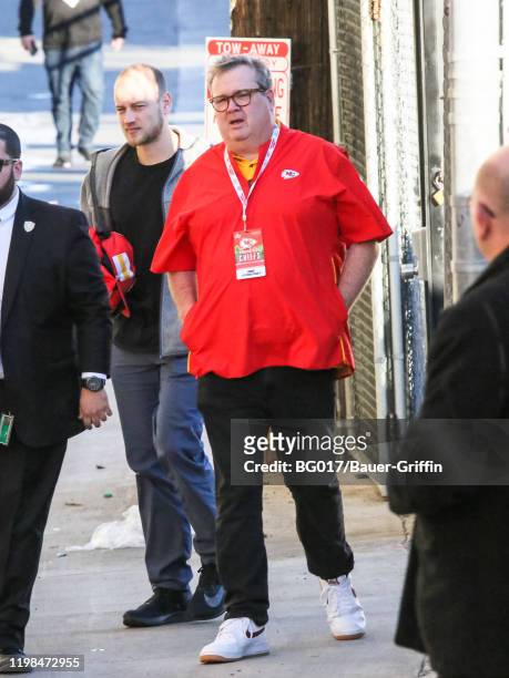 Eric Stonestreet is seen arriving at the 'Jimmy Kimmel Live' Show on February 03, 2020 in Los Angeles, California.