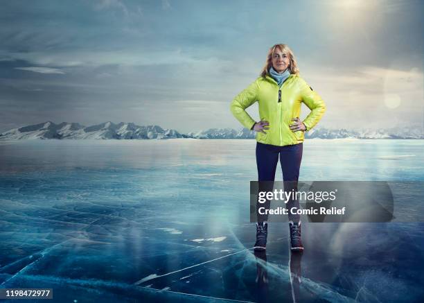 Louise Minchin poses for a promotional image for Sport Relief: On Thin Ice, for the celebrities preparing to cycle, skate and trek 100 miles across...