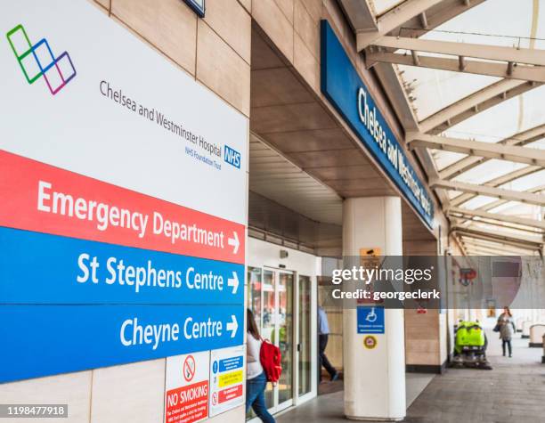 nhs chelsea and westminster hospital in london - entrance sign stock pictures, royalty-free photos & images