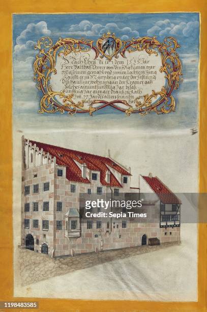 The Nuremberg Residence of the Derrer Family. Georg Strauch . Nuremberg. Germany. About 1626 Tempera colors with gold and silver highlights on...