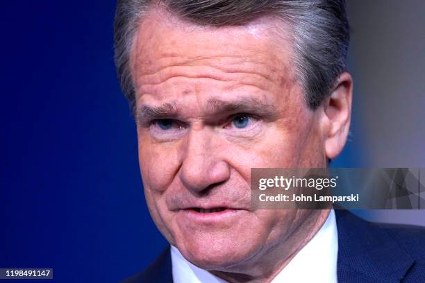 Bank Of America CEO Brian Moynihan is interviewed by Jack Otter during "Barron's Roundtable" at Fox Business Network Studios on January 09, 2020 in...