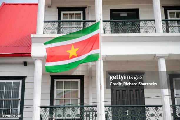 suriname national flag - paramaribo stock-fotos und bilder