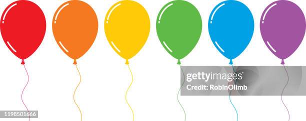 bildbanksillustrationer, clip art samt tecknat material och ikoner med färgglada blanka platta ballonger - ballong