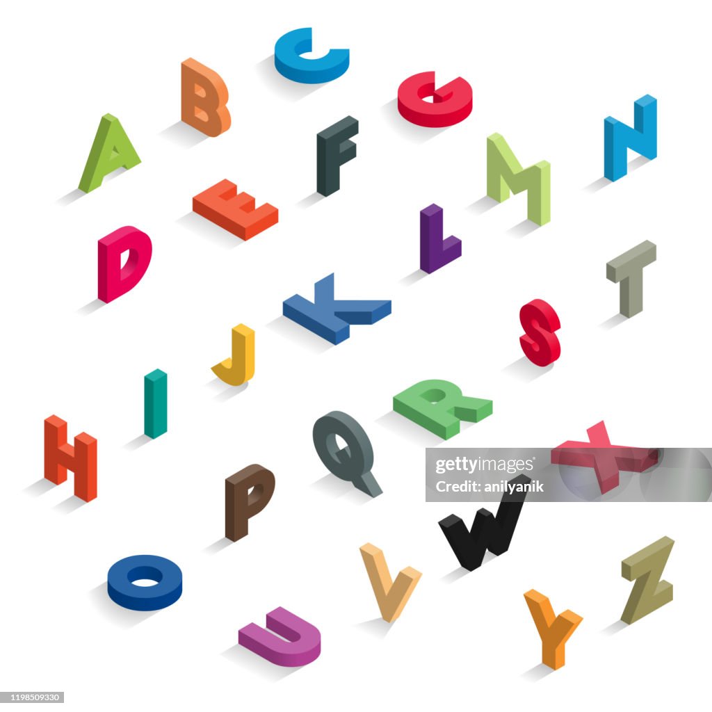 Isometric color letters