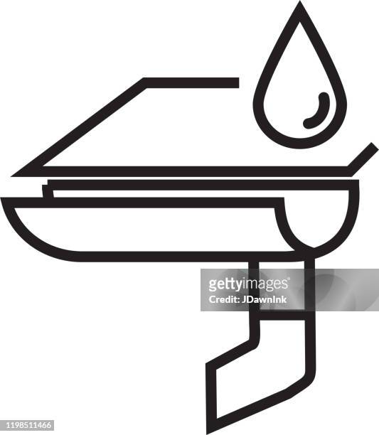 home efficiency roof gutter or eavestrough icon in thin line style - roof gutter stock illustrations