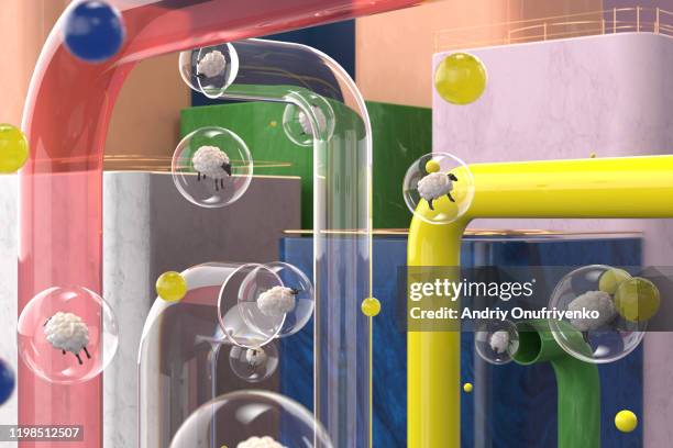 sheep clones - pink sheep stock pictures, royalty-free photos & images