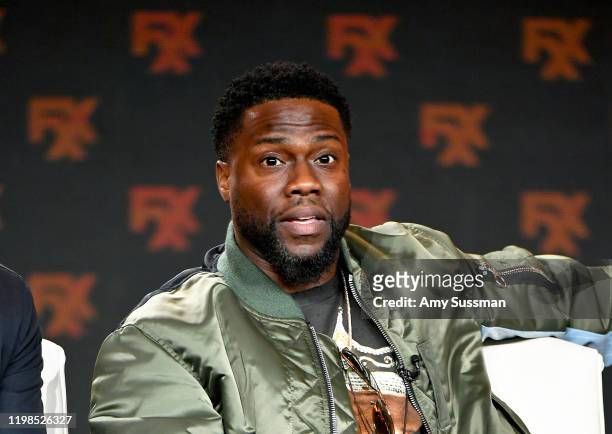 Kevin Hart of 'Dave' speaks during the FX segment of the 2020 Winter TCA Tour at The Langham Huntington, Pasadena on January 09, 2020 in Pasadena,...