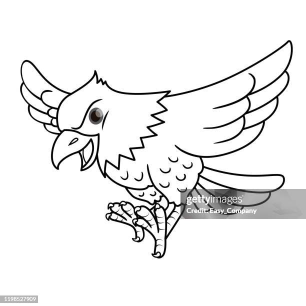 ilustrações de stock, clip art, desenhos animados e ícones de vector illustration of eagle isolated on white background. for kids coloring book. - livro de colorir