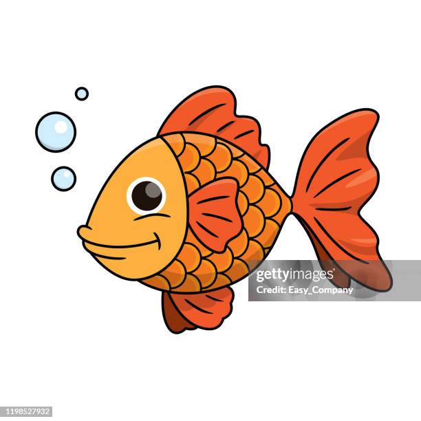 vector illustration of gold fish isolated on white background. - animal jaw bone stock illustrations